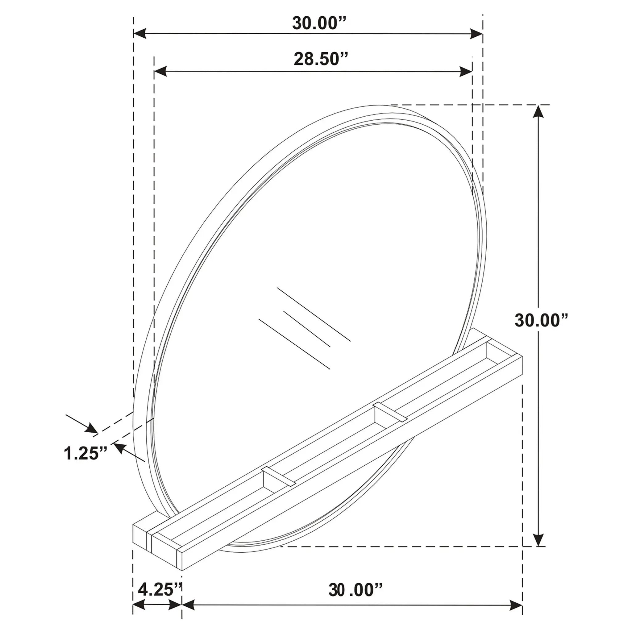 Arini Round Vanity Wall Mirror with Shelf Black by Unique Piece Furniture