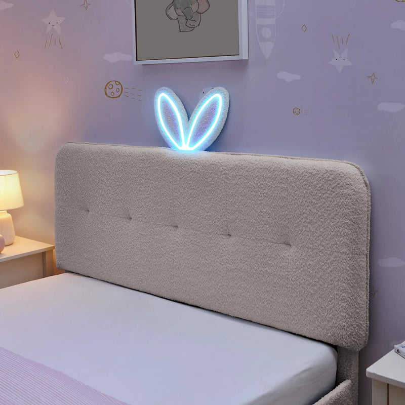 Full Size Kids Upholstered Bed with Oversized Rabbit Ear Headboard by HouseOfZazla