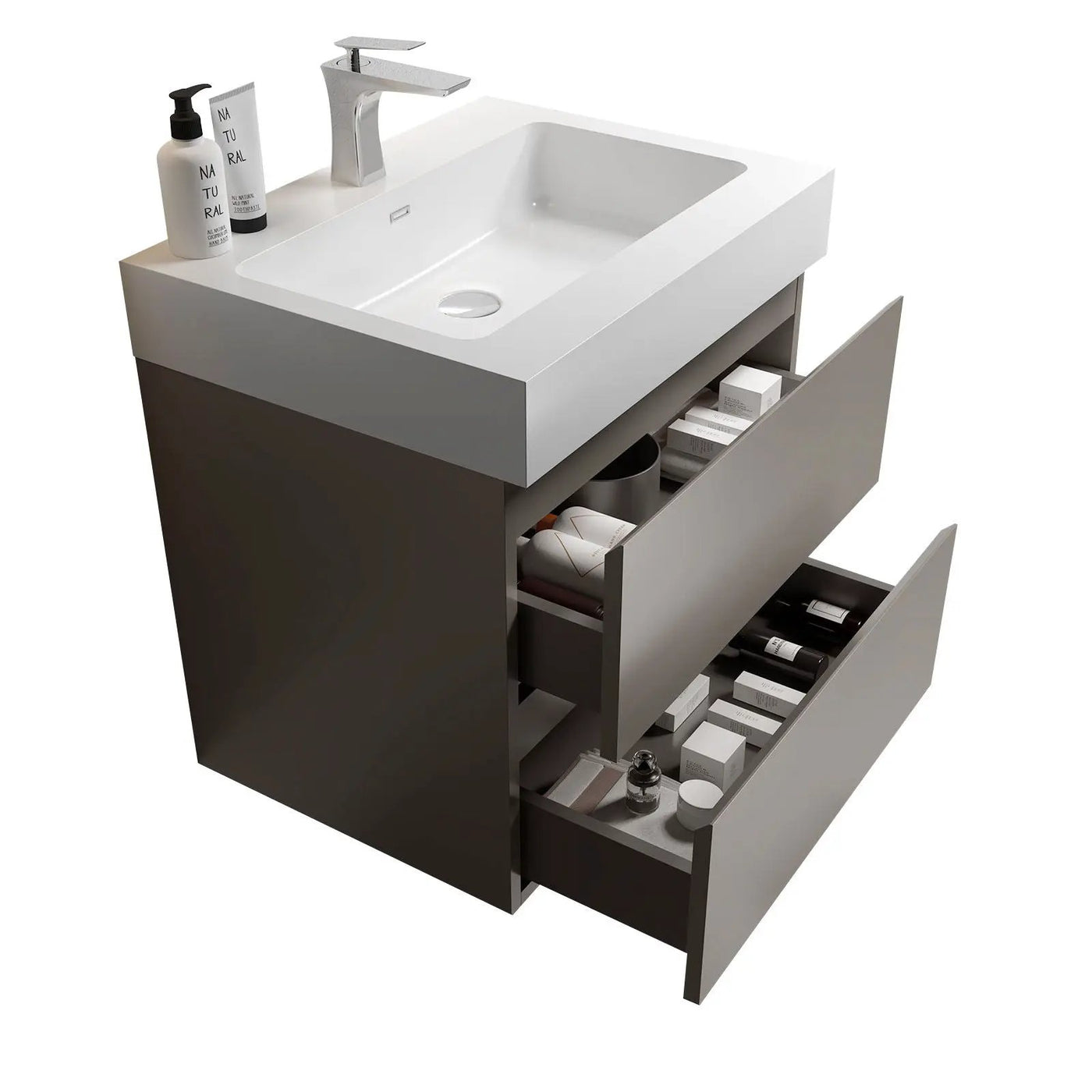 Alice - Bathroom Vanity With Sink, Large Storage Wall Mounted Floating Bathroom Vanity For Modern Bathroom, One-Piece Sink Basin Without Drain And Faucet by HouseOfZazla