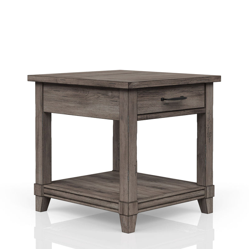 Gray End Table with Storage Drawer and USB Charging Ports, photo 4 of 6