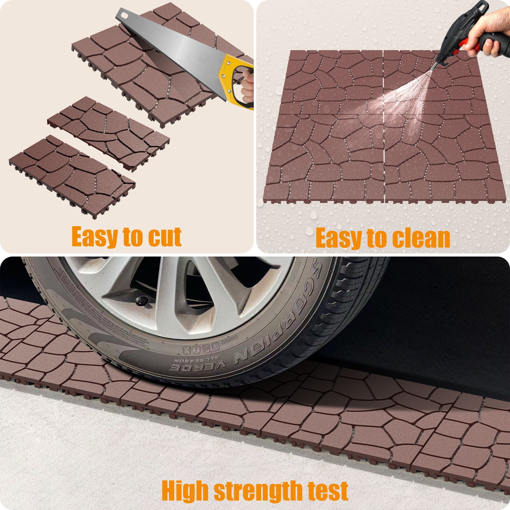 New Stone Texture Patio Deck Tiles, Diy Interlocking Floor Tiles, Easy Installation by HouseOfZazla