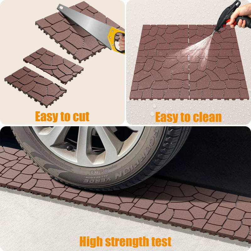 New Stone Texture Patio Deck Tiles, Diy Interlocking Floor Tiles, Easy Installation by HouseOfZazla