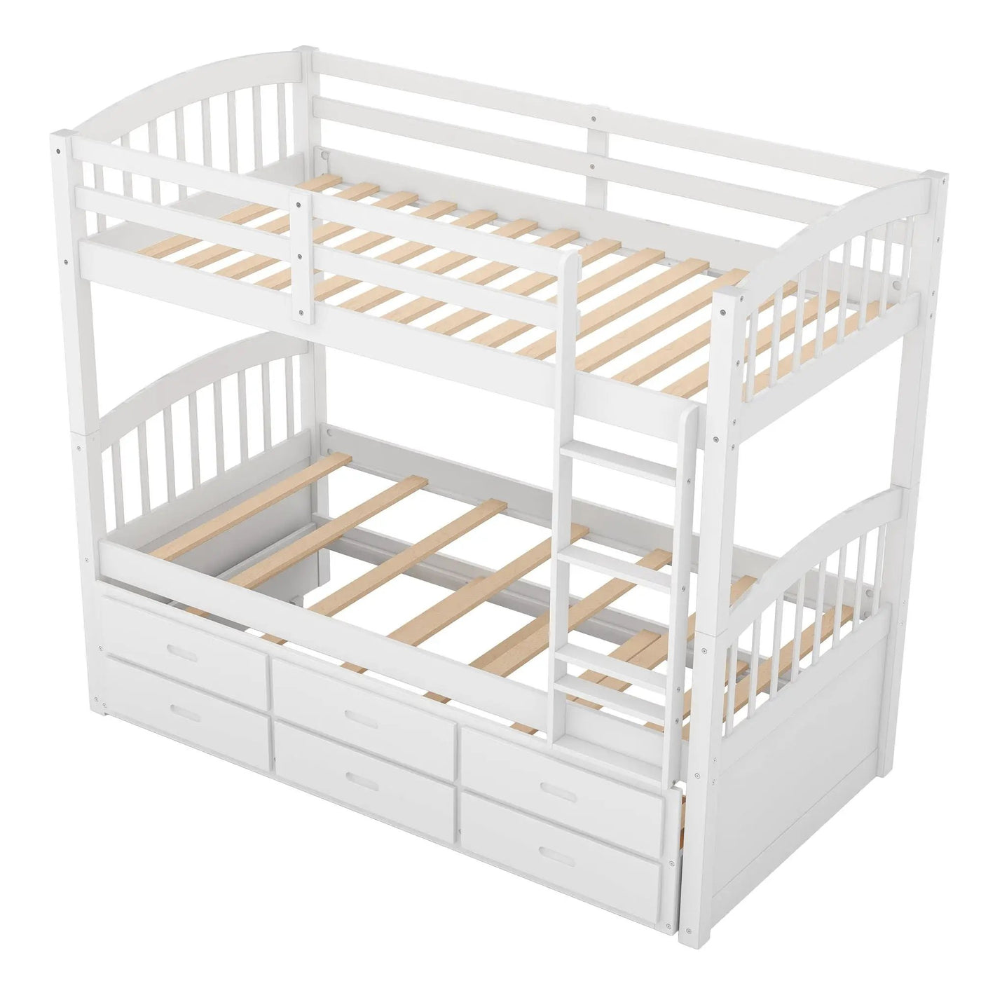 Bunk Bed With Trundle And Drawers, Arched Headboard And Footboard by HouseOfZazla
