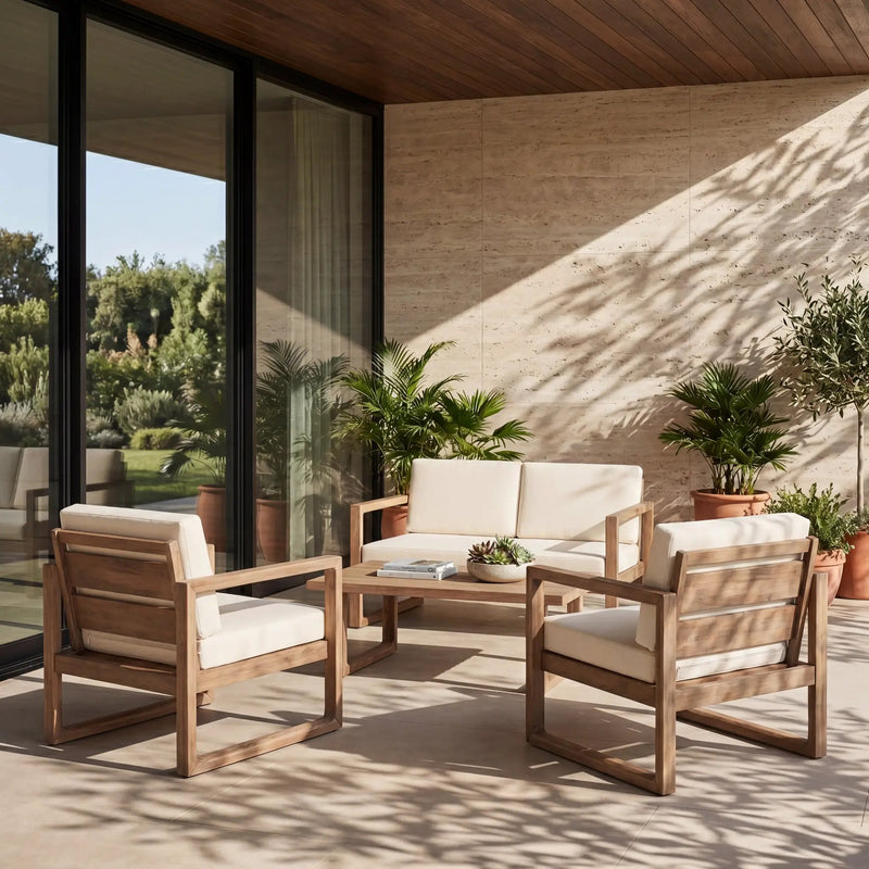 4-Piece Acacia Wood Patio Furniture Set by HouseOfZazla