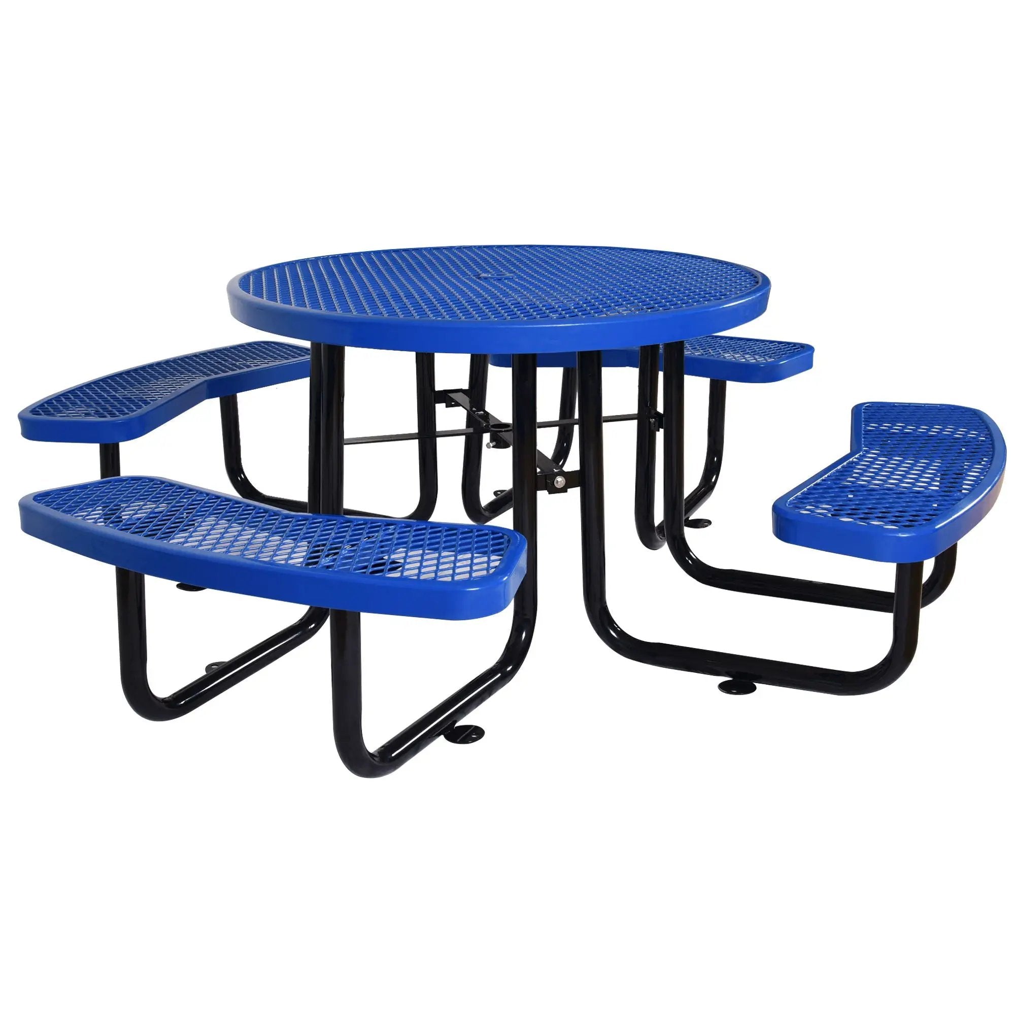 Round Outdoor Steel Picnic Table With Umbrella Pole by Unique Piece Furniture