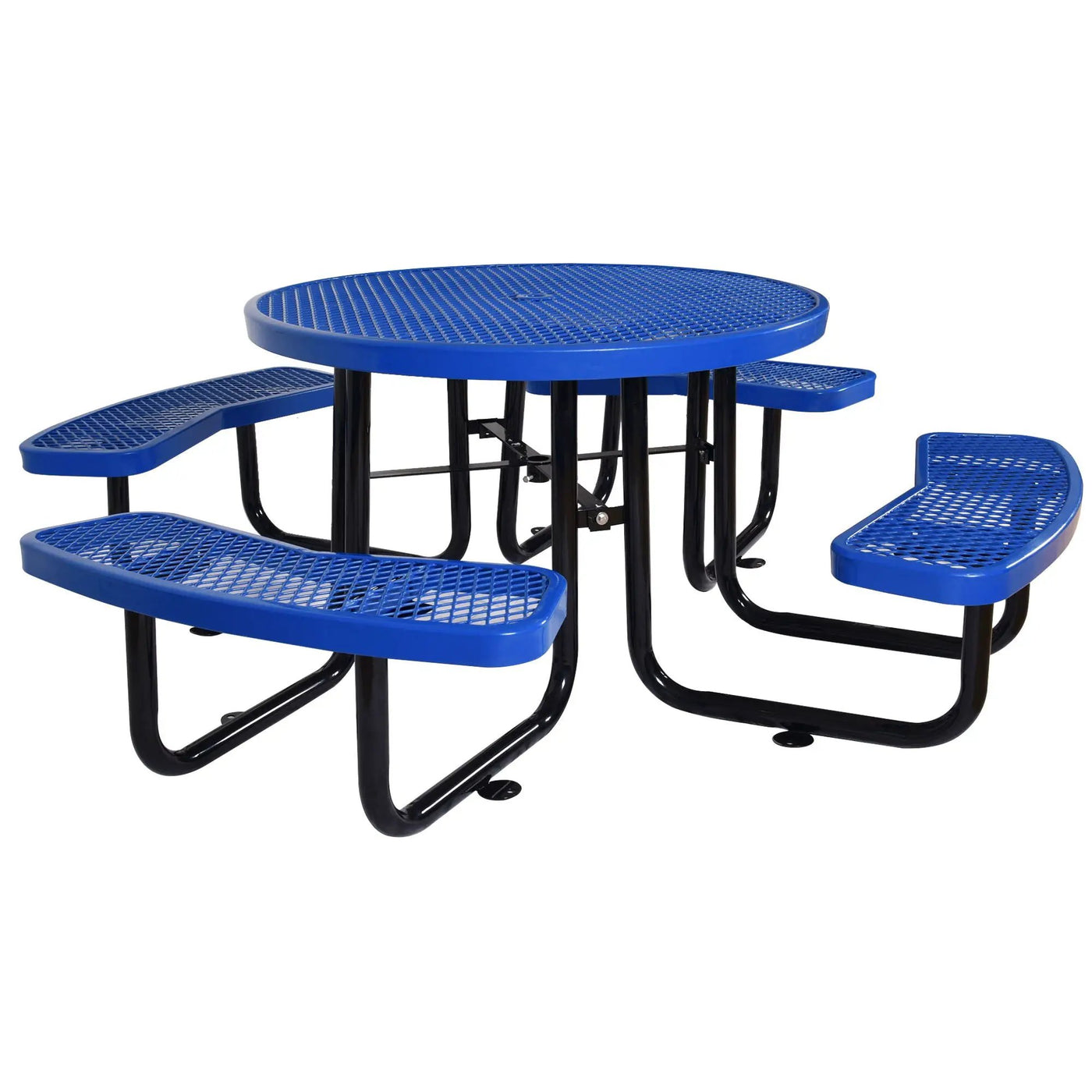 Round Outdoor Steel Picnic Table With Umbrella Pole by HouseOfZazla
