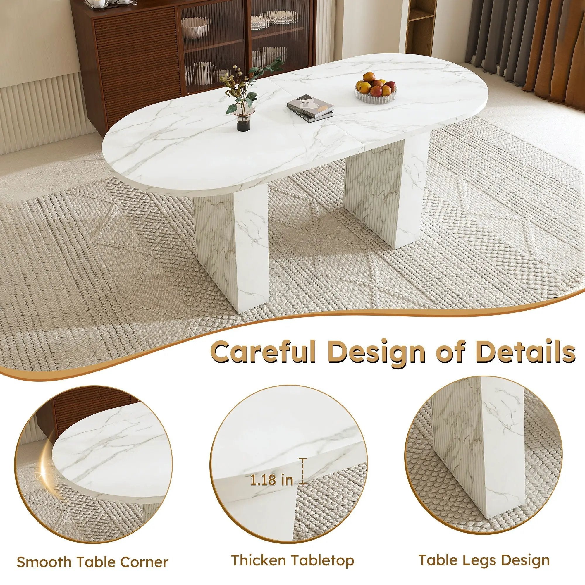 Oval Dining Table With Wood Strip Base by Unique Piece Furniture