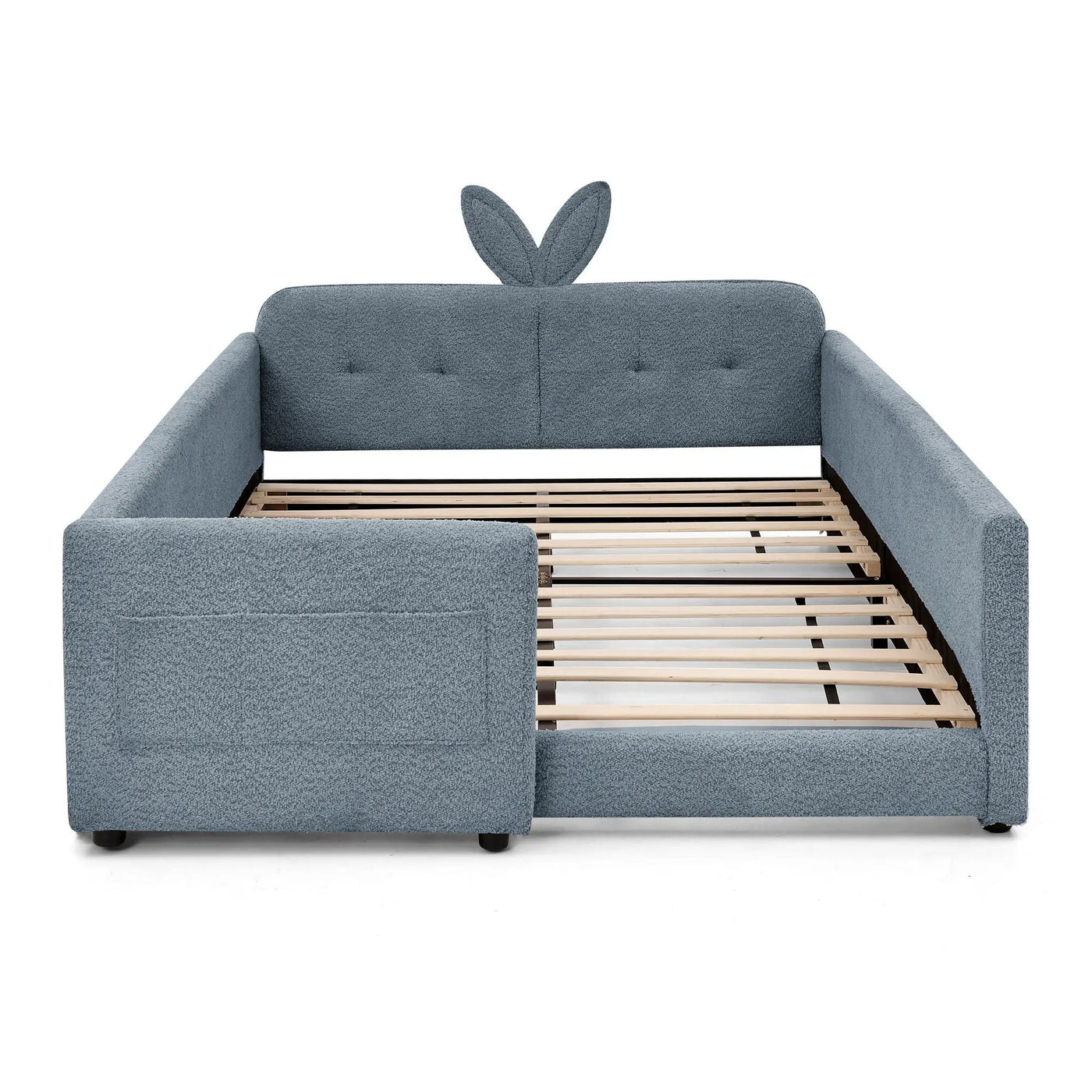 Cute Rabbit Ear Upholstered Platform Bed Frame With Safety Rail by HouseOfZazla
