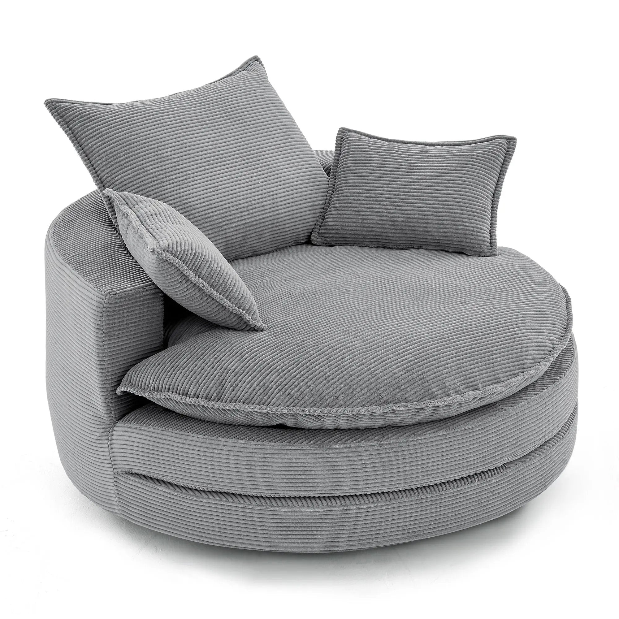 360° Swivel Accent Barrel Chair With Dual Layer Cushion And 3 Removable Pillows by HouseOfZazla