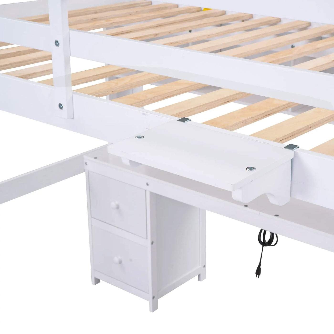 Loft Bed With Desk, Cabinets, Drawers, Charging Station And Bedside Tray by HouseOfZazla