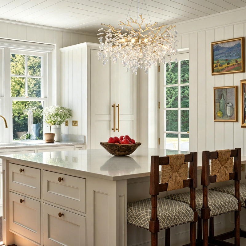 8-Light Crystal Gold Chandelier for Dining Room and Kitchen Island by HouseOfZazla