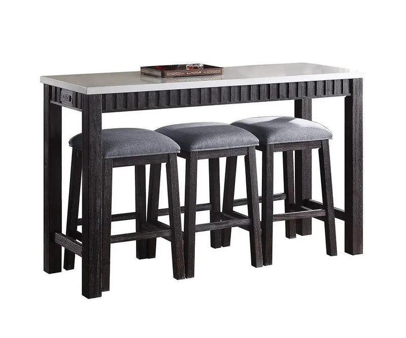 Necalli Marble Top Weathered 4 Piece Pack Counter Height Table Set - Espresso by HouseOfZazla
