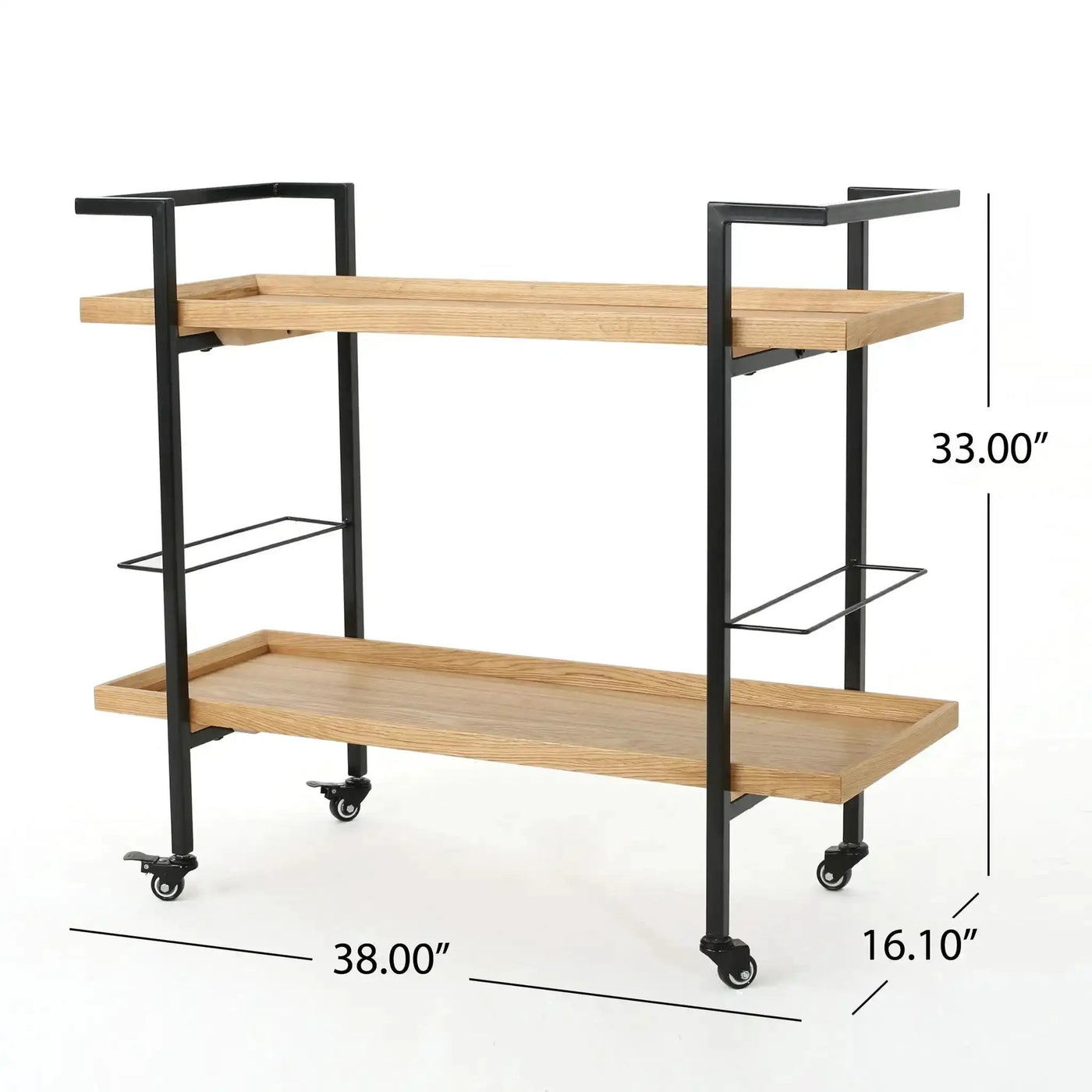 Modern Industrial Bar Cart With Shelving and Casters by HouseOfZazla