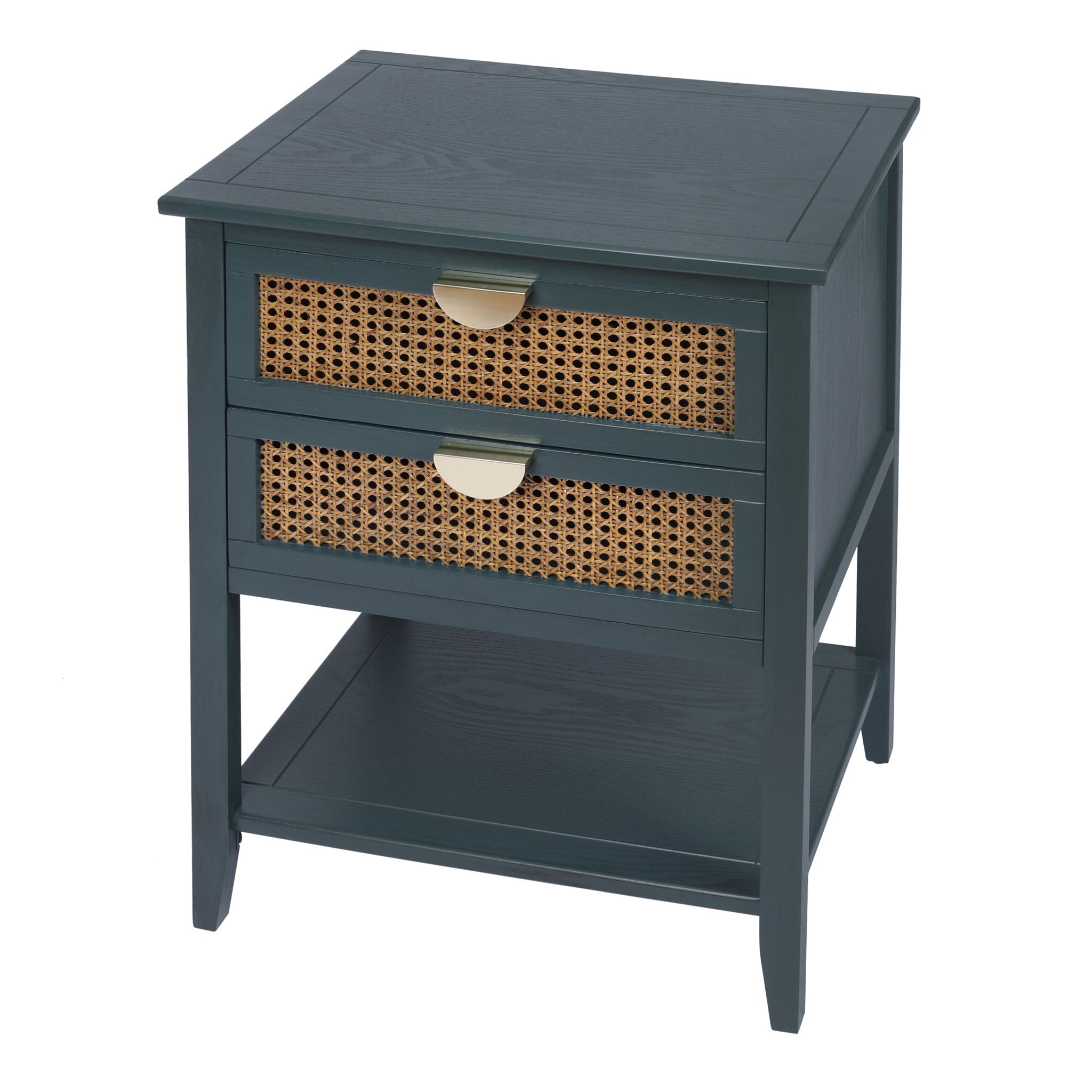 2 Drawer Side Table, Natural Rattan by HouseOfZazla