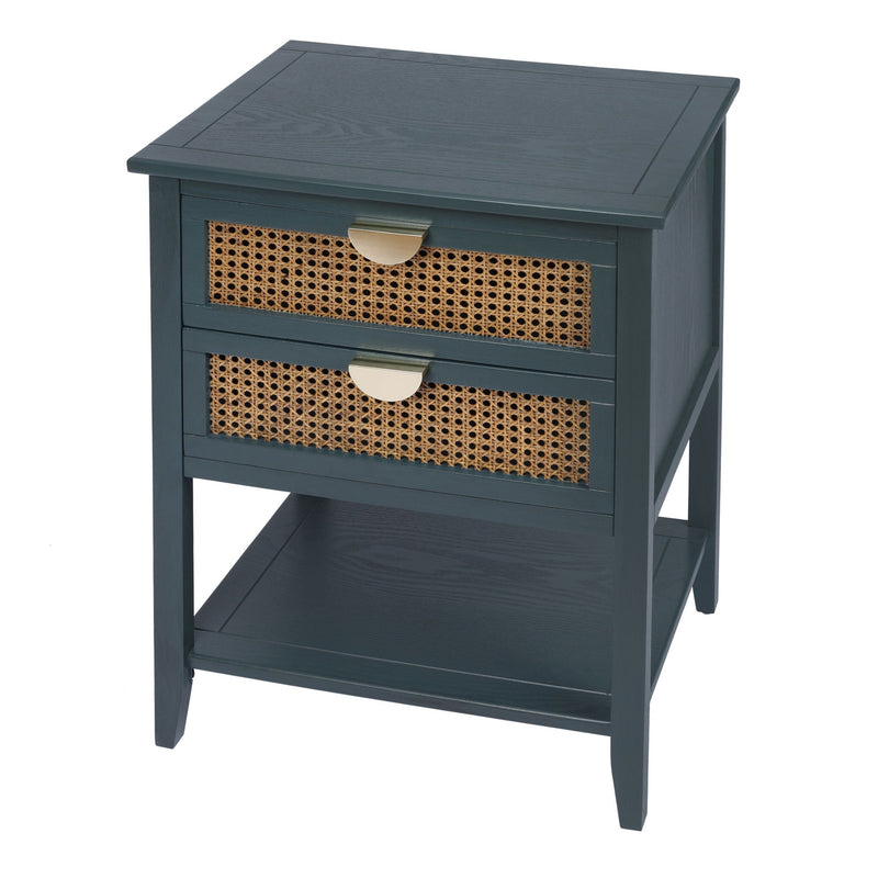 2 Drawer Side Table, Natural Rattan by HouseOfZazla