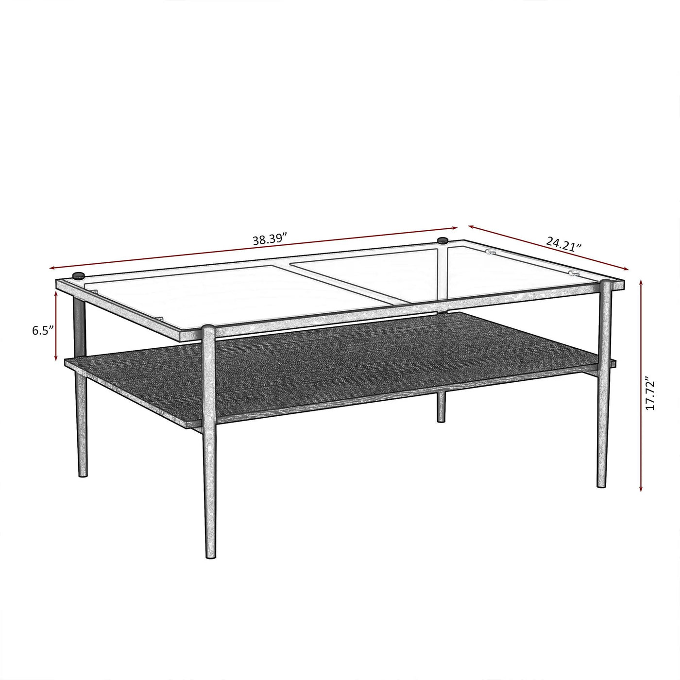 Rectangle Coffee Table With Tempered Glass Top And Legs, Modern Table For Living Room by HouseOfZazla
