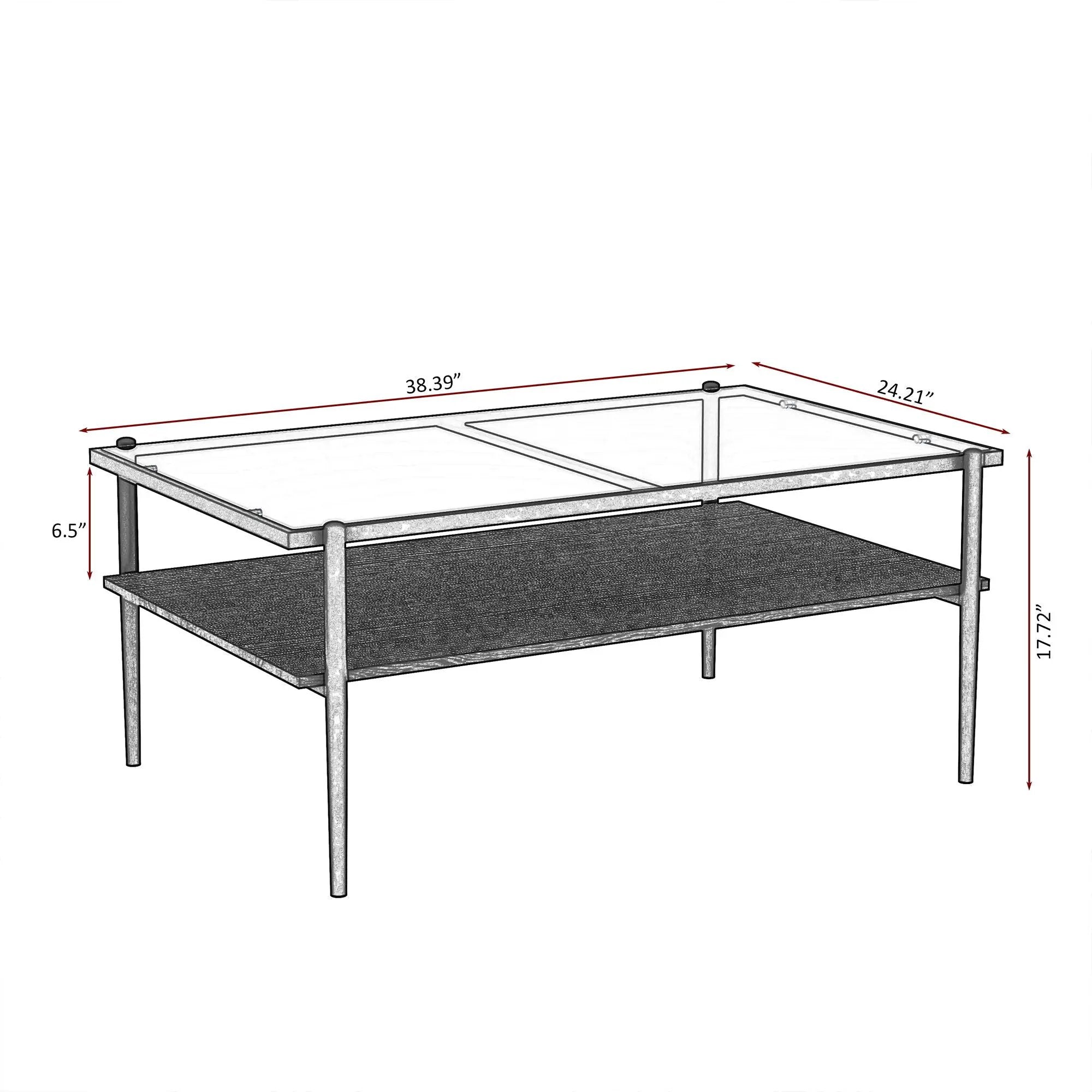 Rectangle Coffee Table With Tempered Glass Top And Legs, Modern Table For Living Room by HouseOfZazla