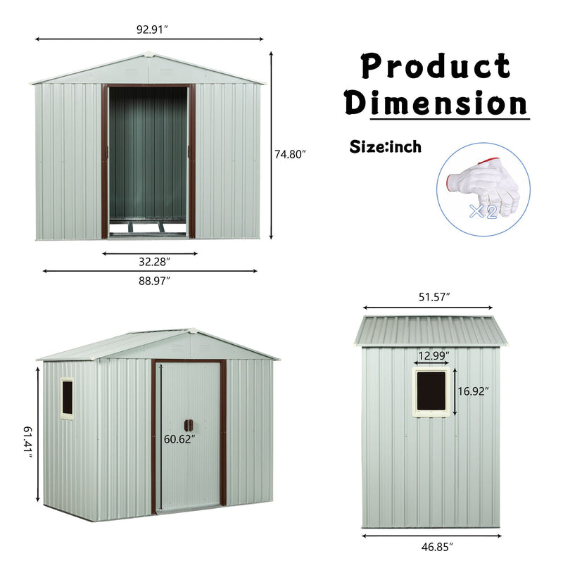 88.98" Outdoor Metal Storage Shed With Window by HouseOfZazla