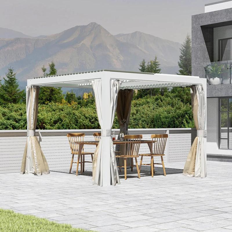 10x10 FT Outdoor Louvered Pergola with Adjustable Louvers by HouseOfZazla