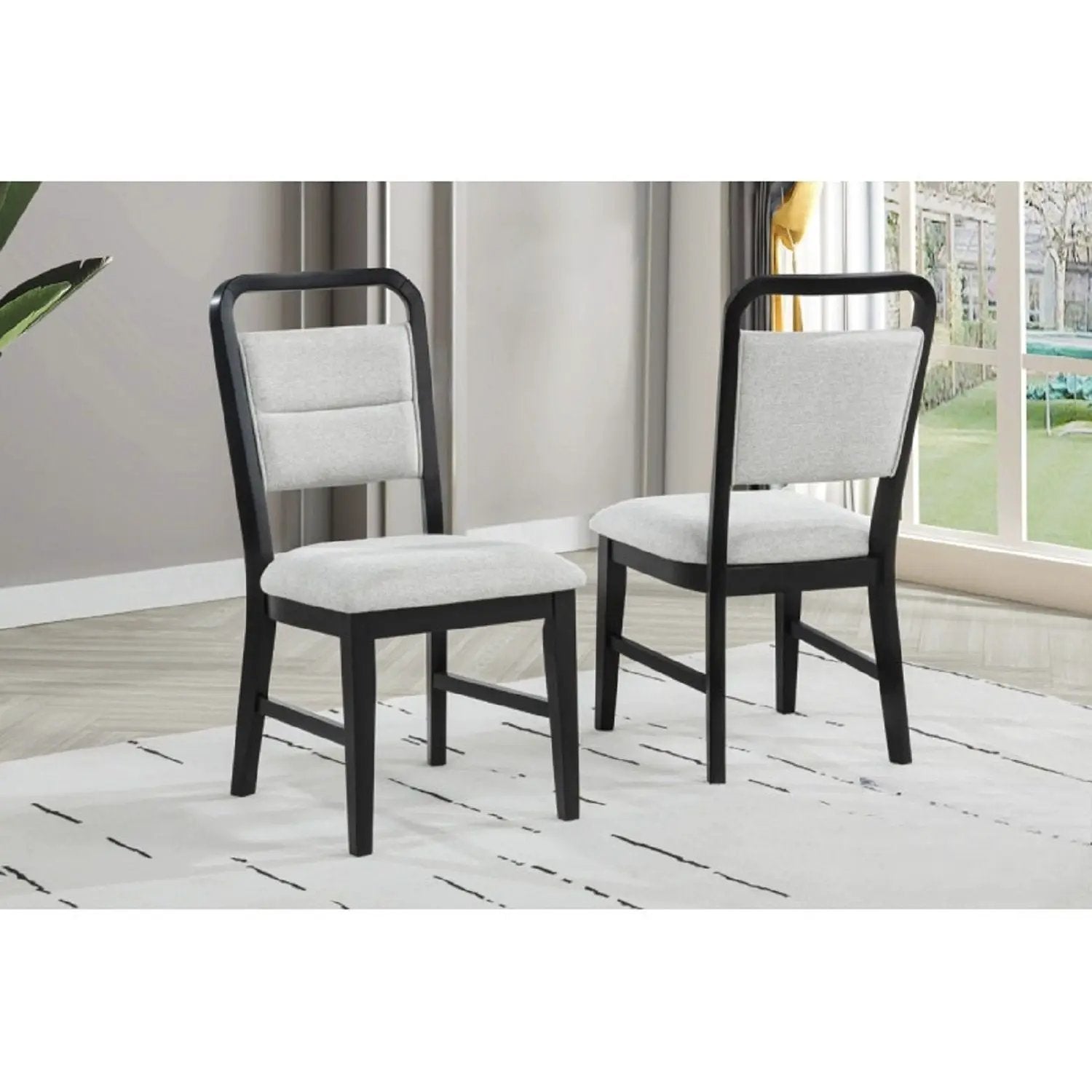 Dining Kitchen Side Chair With Curved Back Design (Set of 2) - Black / Gray by HouseOfZazla