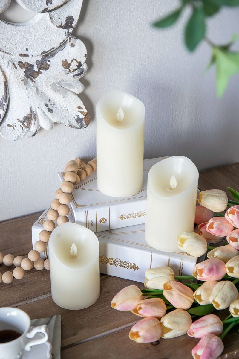 Flickering LED Candles With Remote Timer (Set of 3) - Ivory by HouseOfZazla