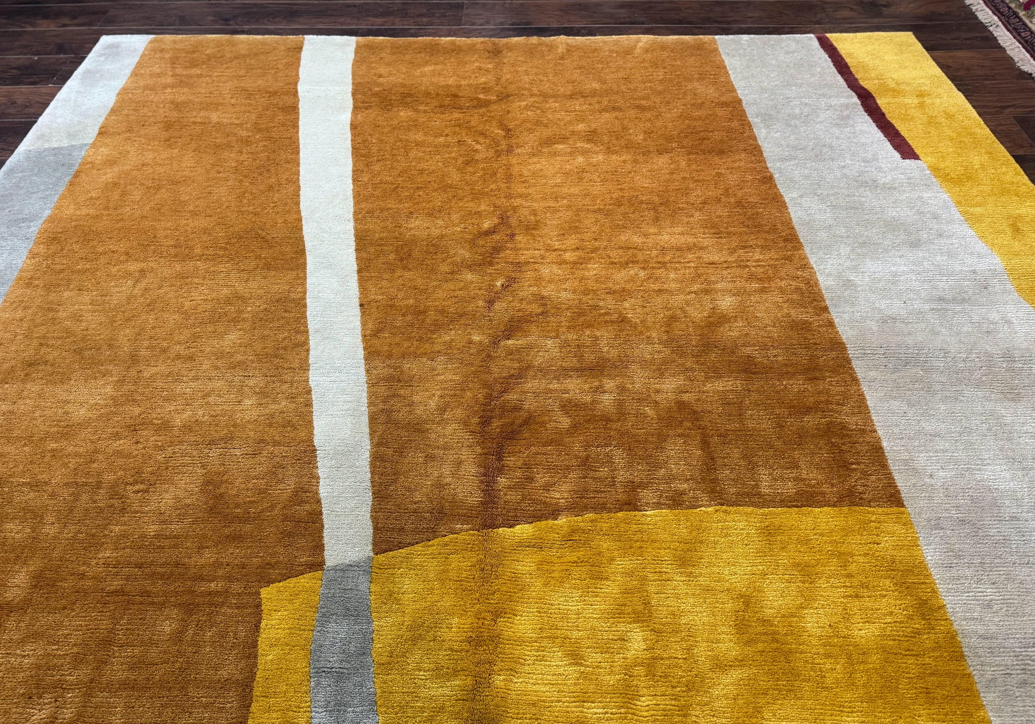 Modern Tibetan Rug 9x10, Wool Handmade Tibetan Area Rug, Abstract Multicolor by Jewel Rugs