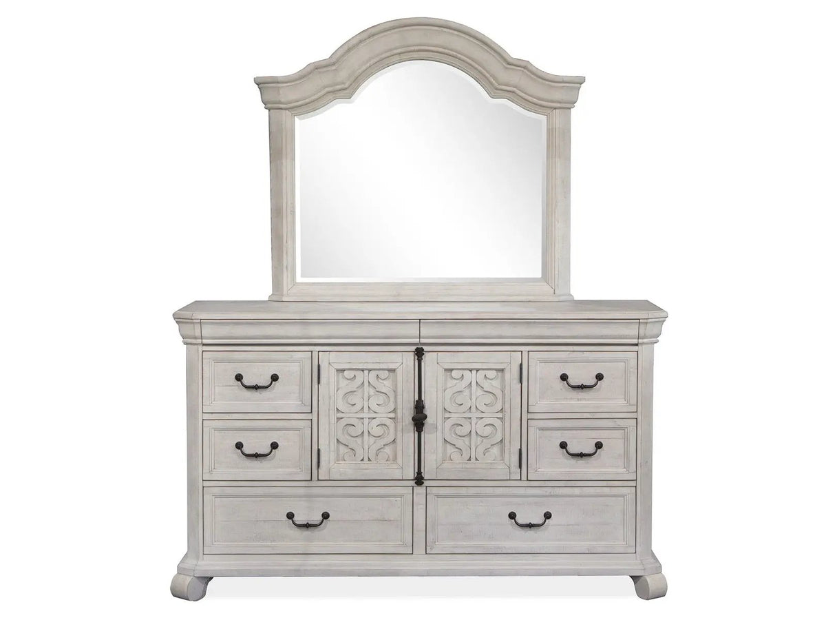 Bronwyn - Drawer Dresser With Shaped Mirror - Alabaster, photo 6 of 7