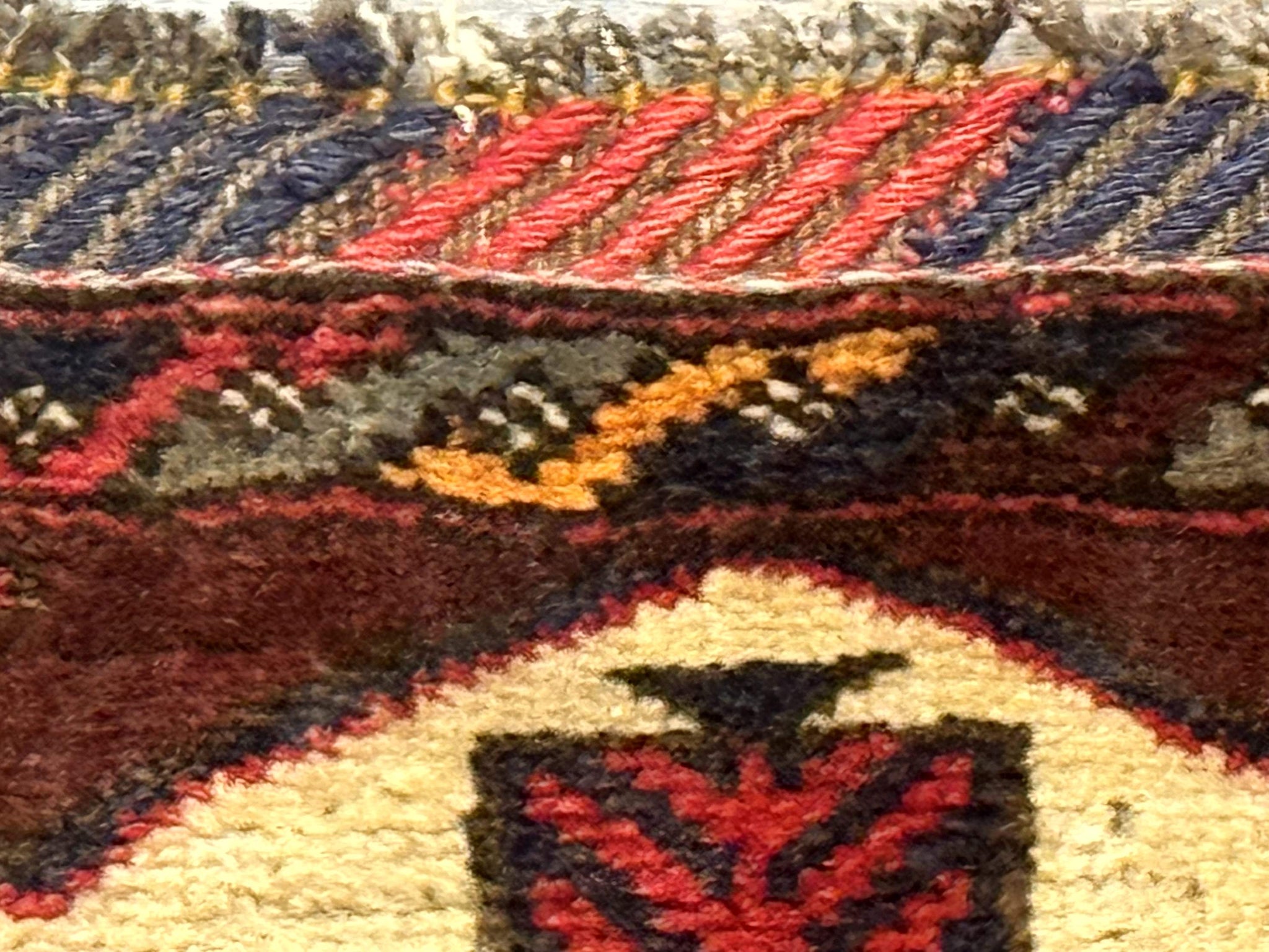 Small Persian Baluchi Tribal Rug, Tan, Handmade by Jewel Rugs