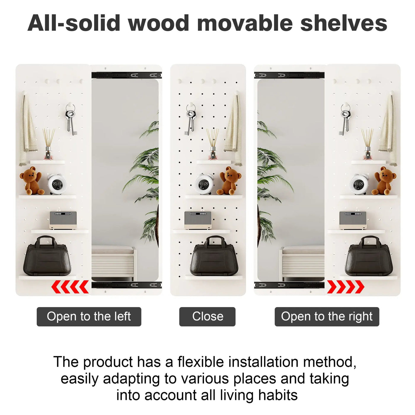 Wall Mounted Full Length Mirror With Shelf And Hook by HouseOfZazla