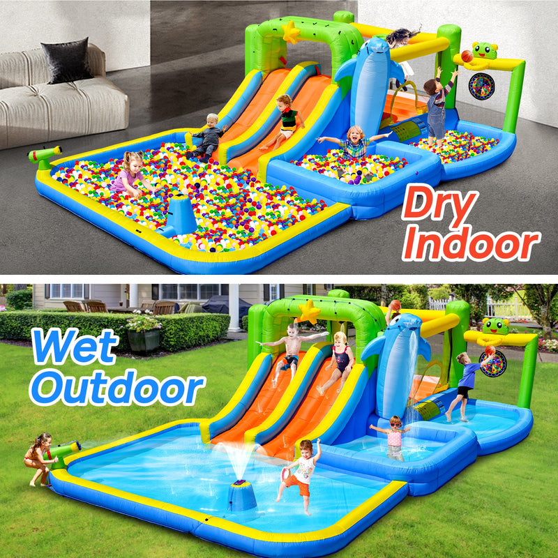 9-in-1 Inflatable Bounce House with Water Features for Kids by HouseOfZazla