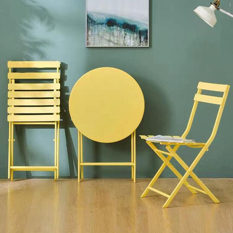 3 Piece Patio Bistro Set Of Foldable Round Table And Chairs by HouseOfZazla