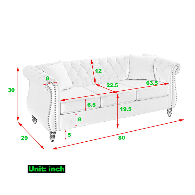 Chesterfield Sofa With Rolled Arms And Nailhead Trim by HouseOfZazla