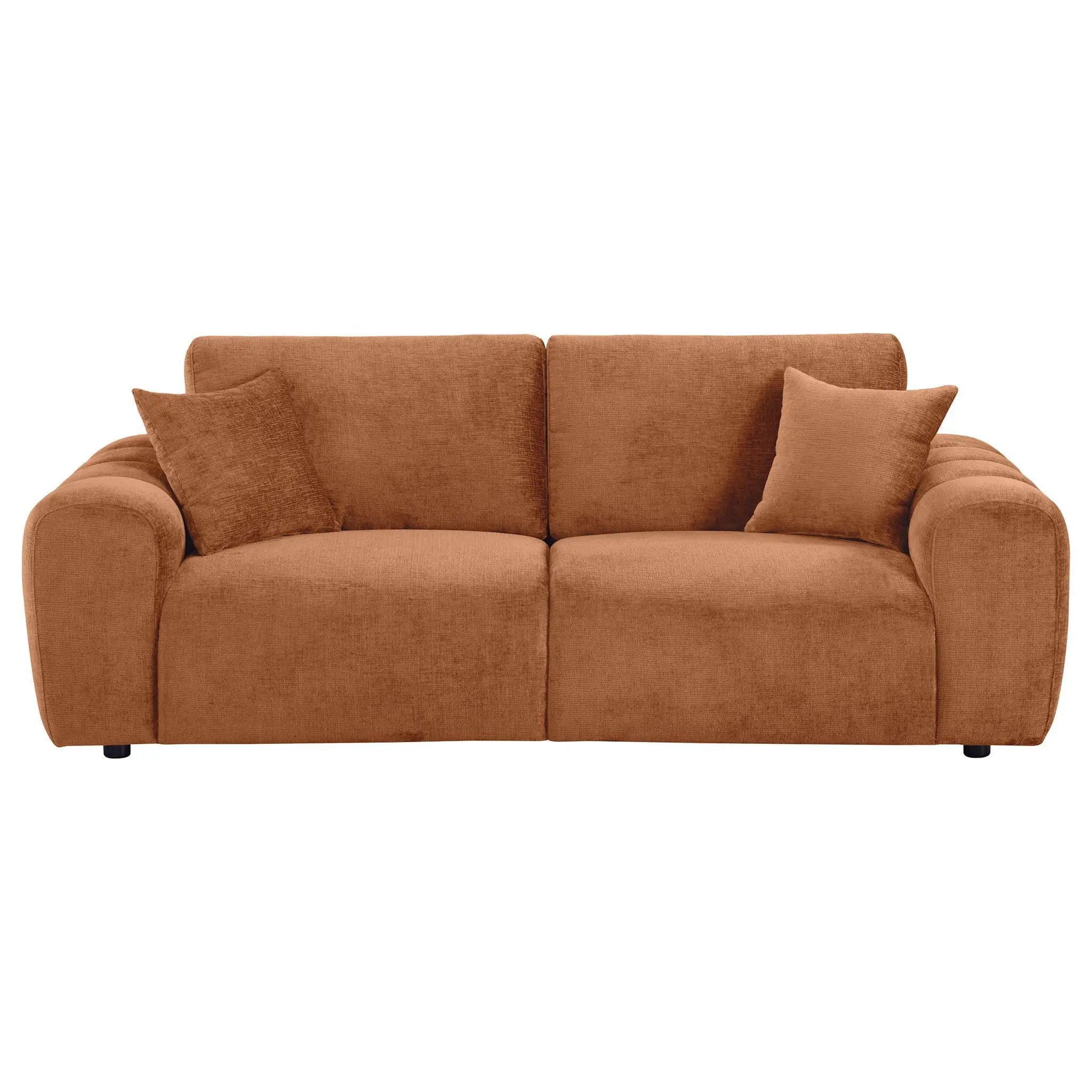 Burnett Chenille Upholstered Wide Arm Sofa Burnt Orange by Unique Piece Furniture