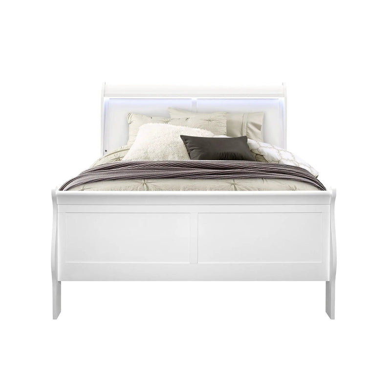 Charlston - Modern Sleigh Design Bed With LED by Unique Piece Furniture