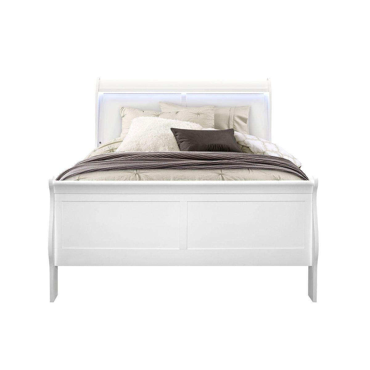 Modern Sleigh Bed with LED Lighting - Blue or White, photo 19 of 24