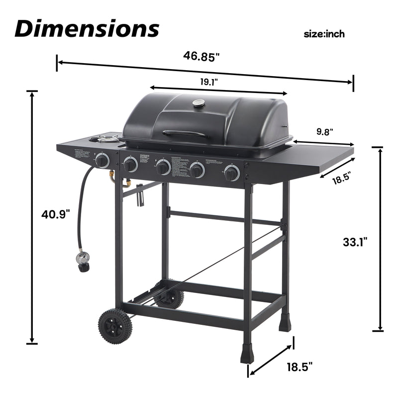 4 Burner Propane Gas BBQ Grill with Side Burner by HouseOfZazla