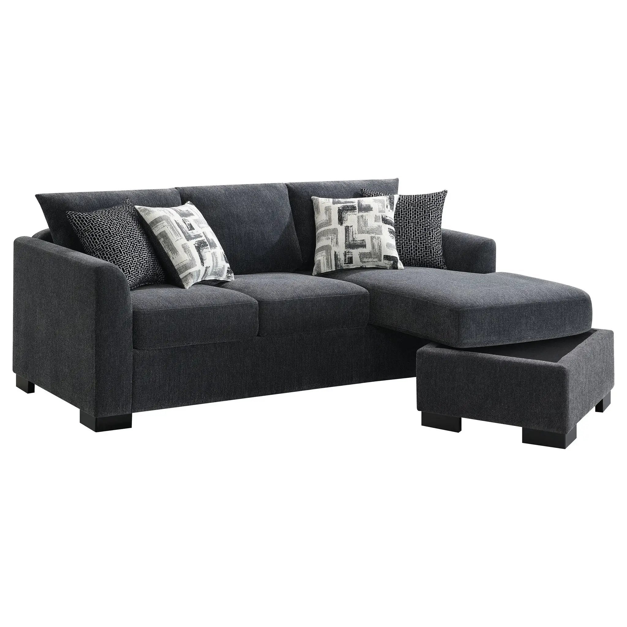 Storey Upholstered Sleeper Sectional Chaise Sofa Dark Grey by Unique Piece Furniture