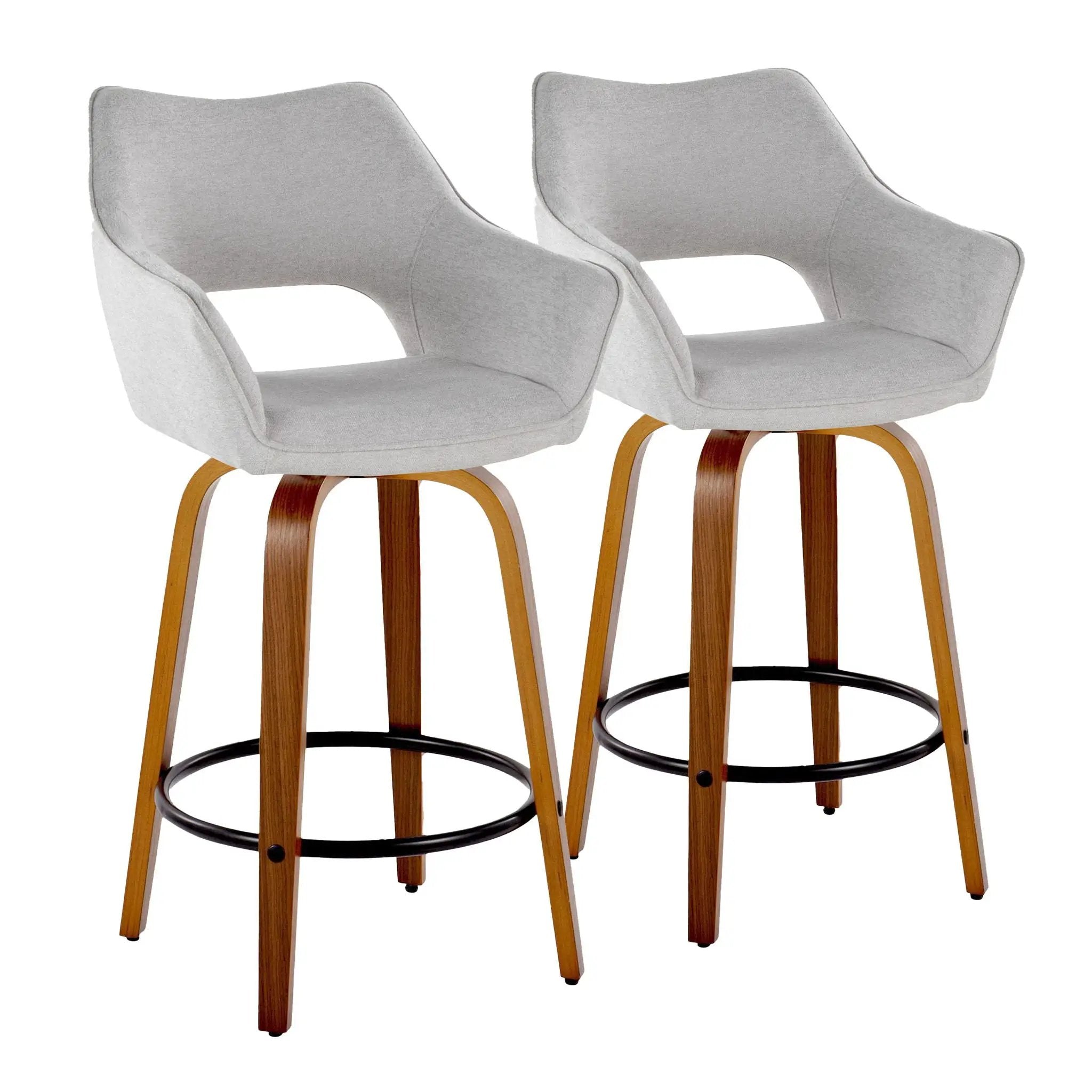 Mustang - Contemporary Fixed Height Counter Stool With Swivel With Round Footrest (Set of 2) by Unique Piece Furniture