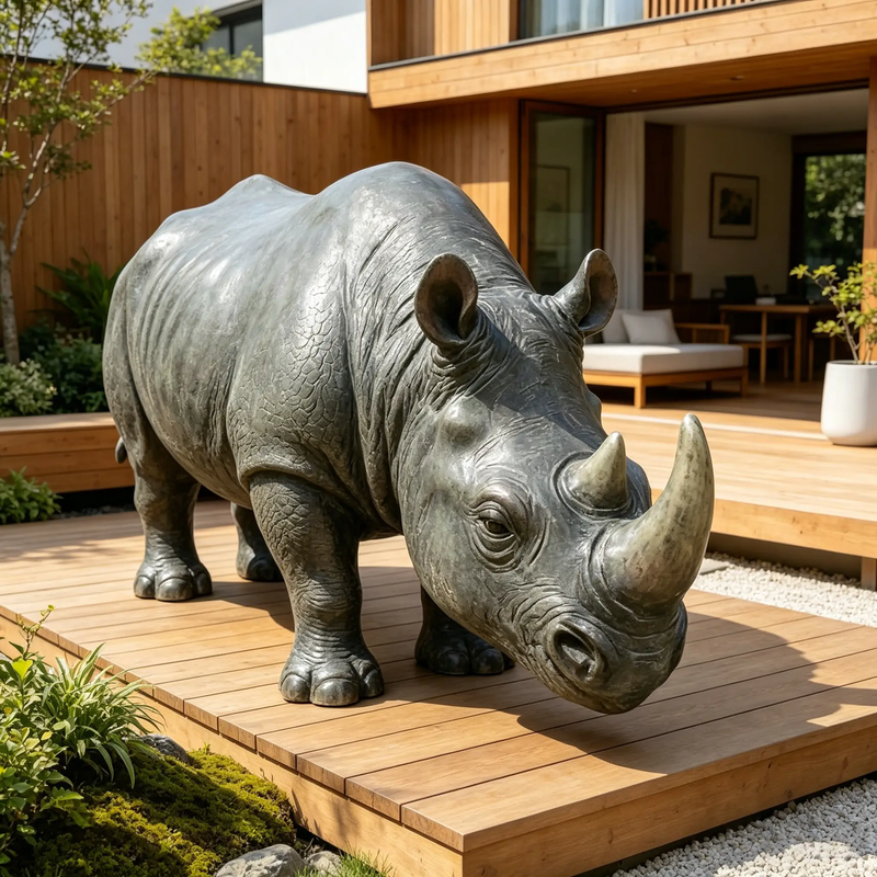 27.5" Large Realistic Rhinoceros Garden Statue by HouseOfZazla