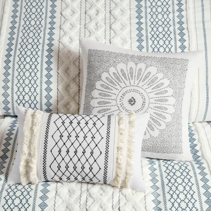Full/Queen Cotton Printed Duvet Cover Set with Chenille by HouseOfZazla