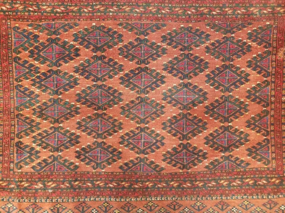 Antique Turkoman Rug 3'4" x 5', Collecticble Yamud Oriental Rug, Seat Pillow Cushion Cover, Tribal Mat, Wool Red Hand-Knotted Mafresh Carpet by Jewel Rugs