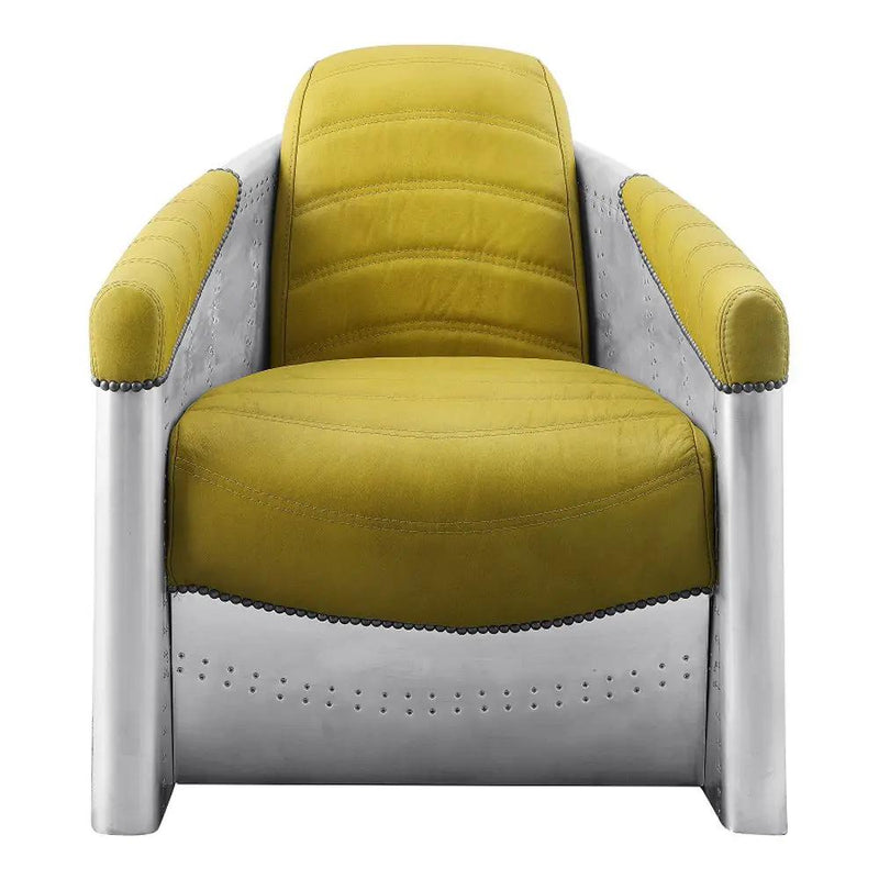 Brancaster - Accent Chair - Yellow Top Grain Leather & Aluminum by Unique Piece Furniture