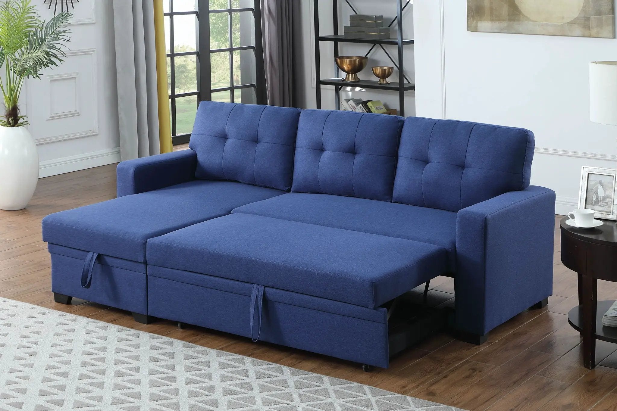 Upholstered Pull Out Sectional Sofa With Chaise by HouseOfZazla