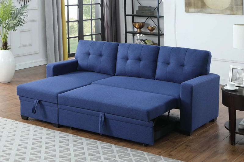 Upholstered Pull Out Sectional Sofa With Chaise by HouseOfZazla