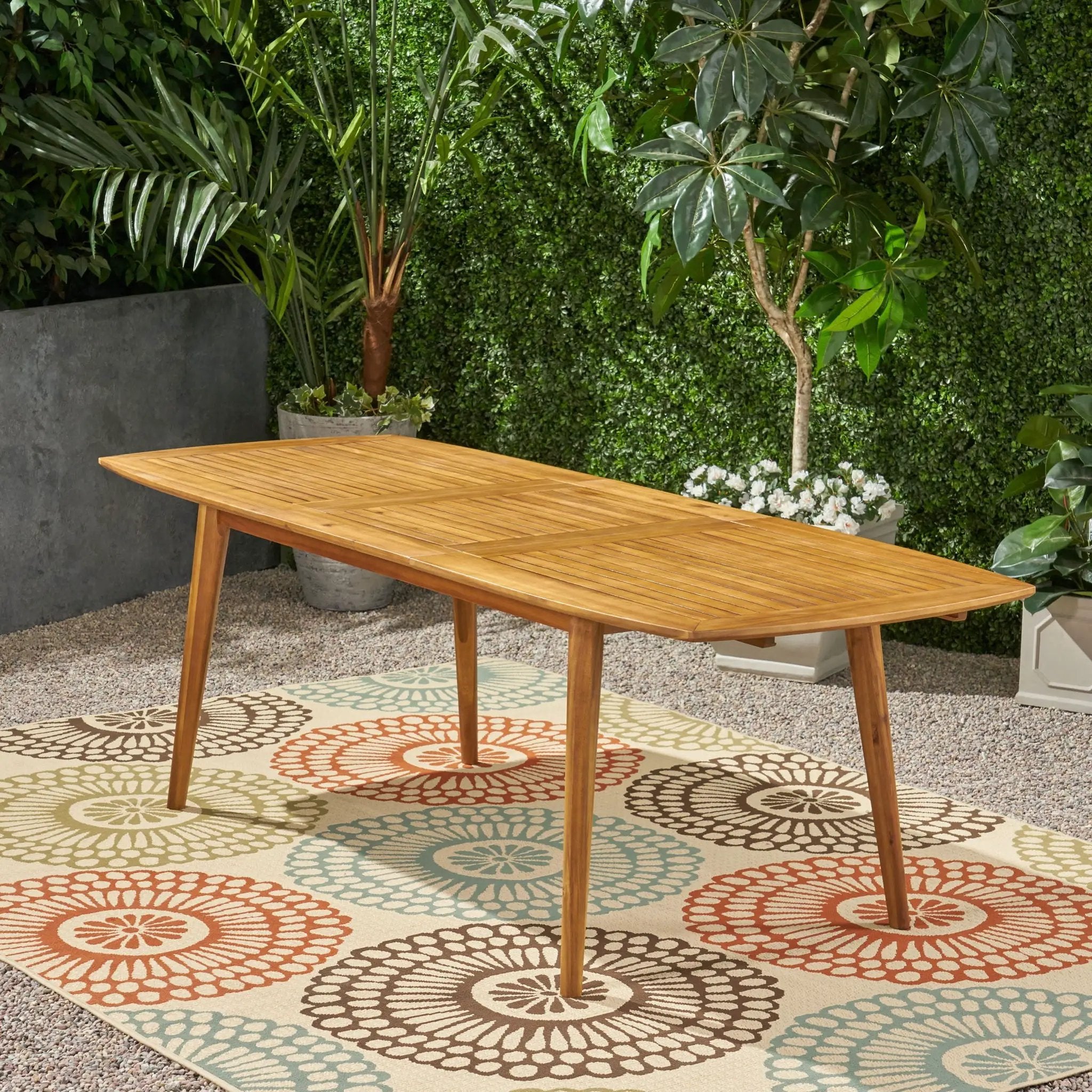 Placidity Outdoor Expandable Dining Table with Slatted Tabletop and Tapered Legs by HouseOfZazla