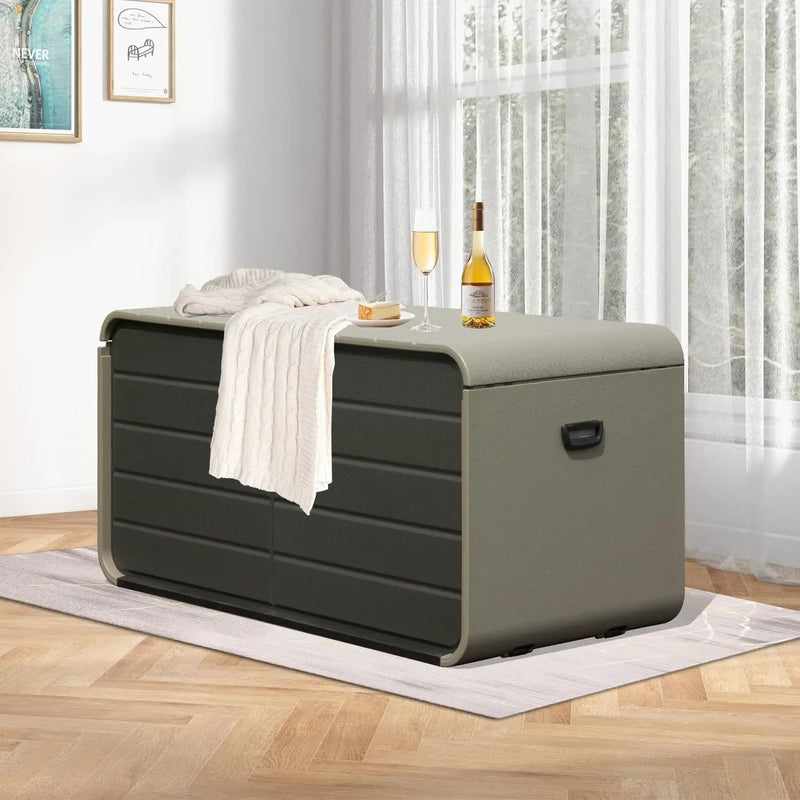 200 Gallon Plastic Deck Box with Lock and Waterproof Lid by HouseOfZazla