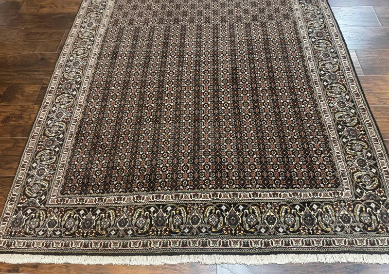 Persian Tabriz Rug 5x7, Black, Allover Pattern by Jewel Rugs