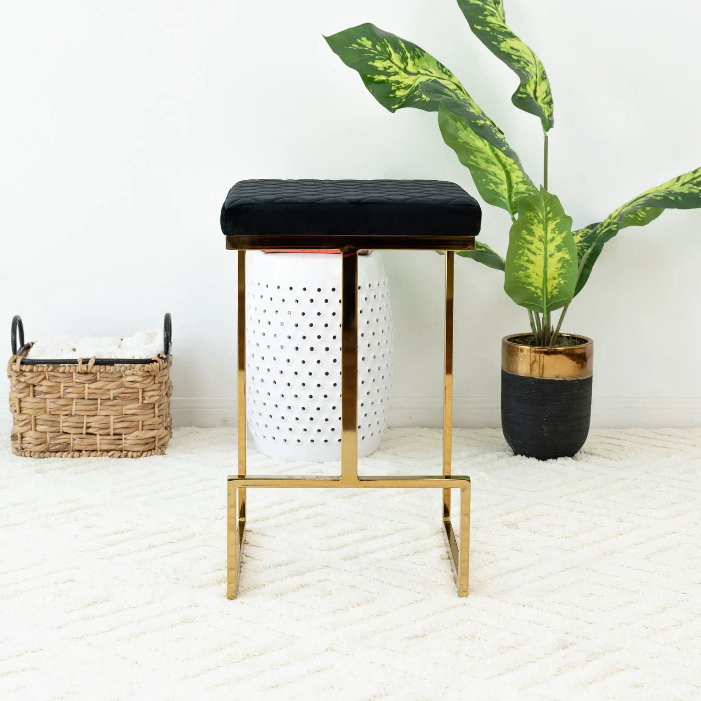 Joel - Mid Century Modern Luxury Upholstered Stool by HouseOfZazla