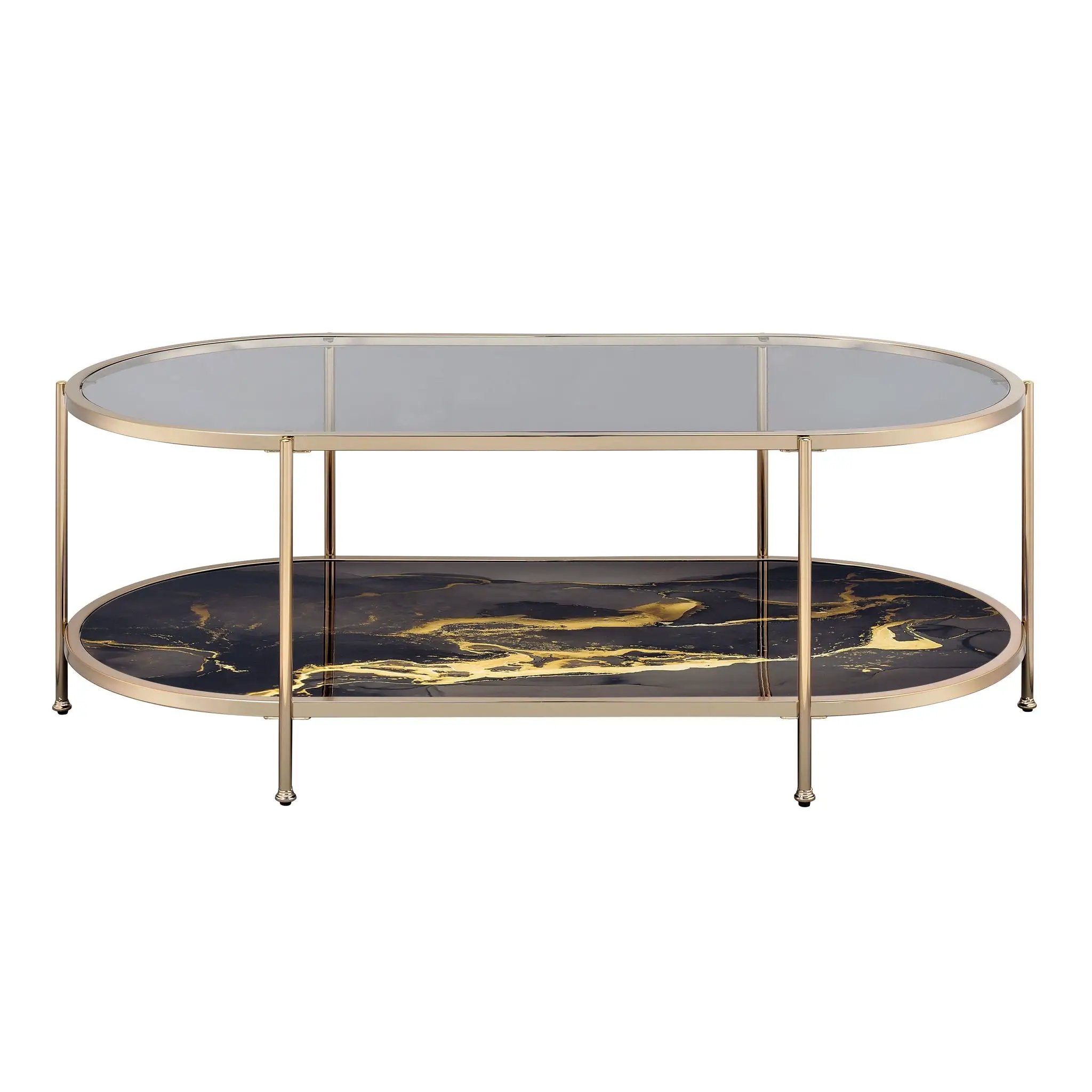 Fiorella - Marble Print Glass Table by Unique Piece Furniture