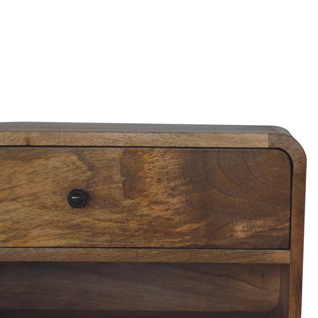 Solid Wood Large Floating Curve Open Slot Bedside by HouseOfZazla